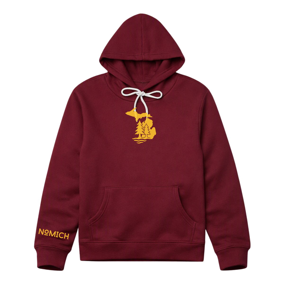 NoMich® Game Day — Maroon & Gold Hoodie | Where Pines Meet Shorelines™