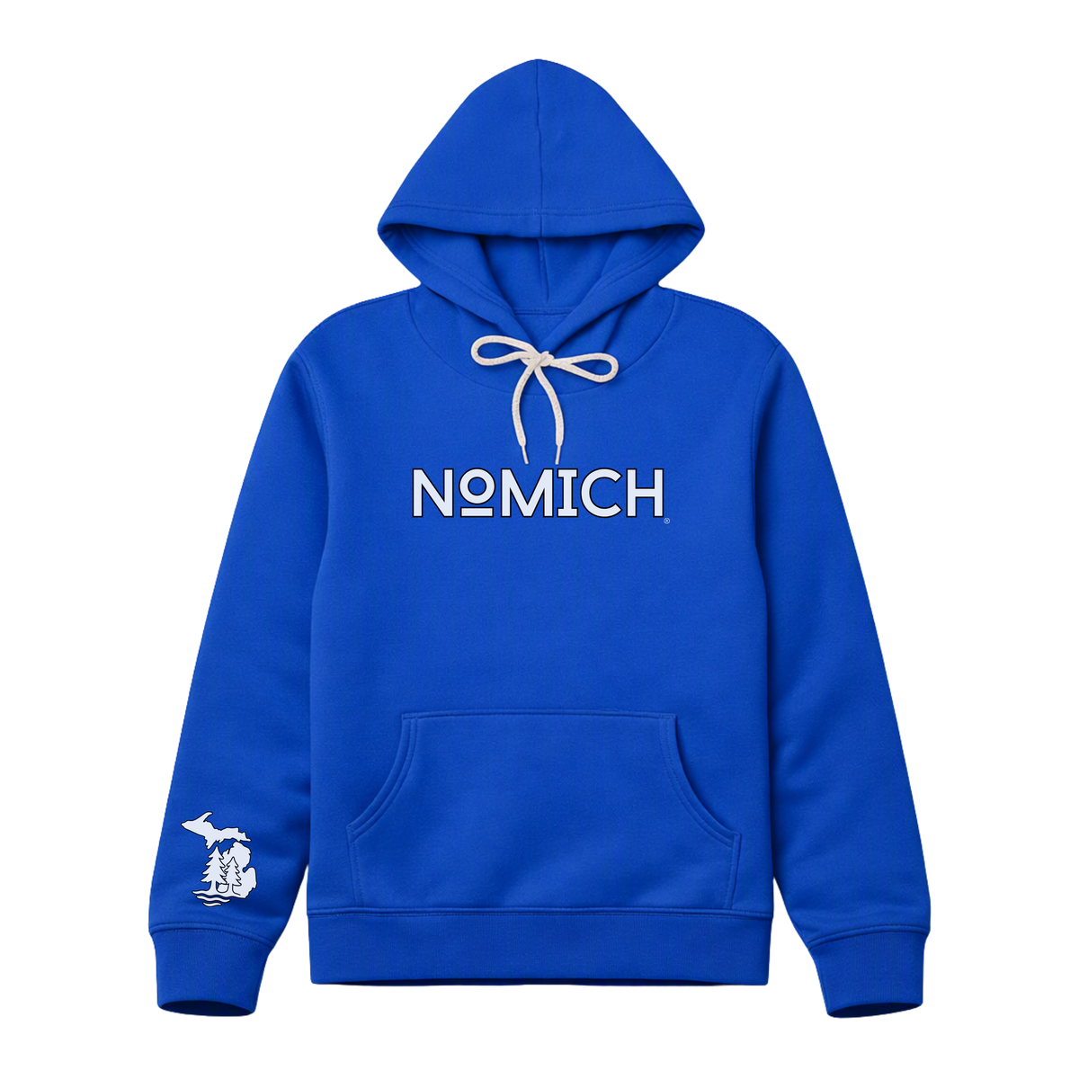 NoMich® Game Day — Royal Blue & White Hoodie | NoMich® Front