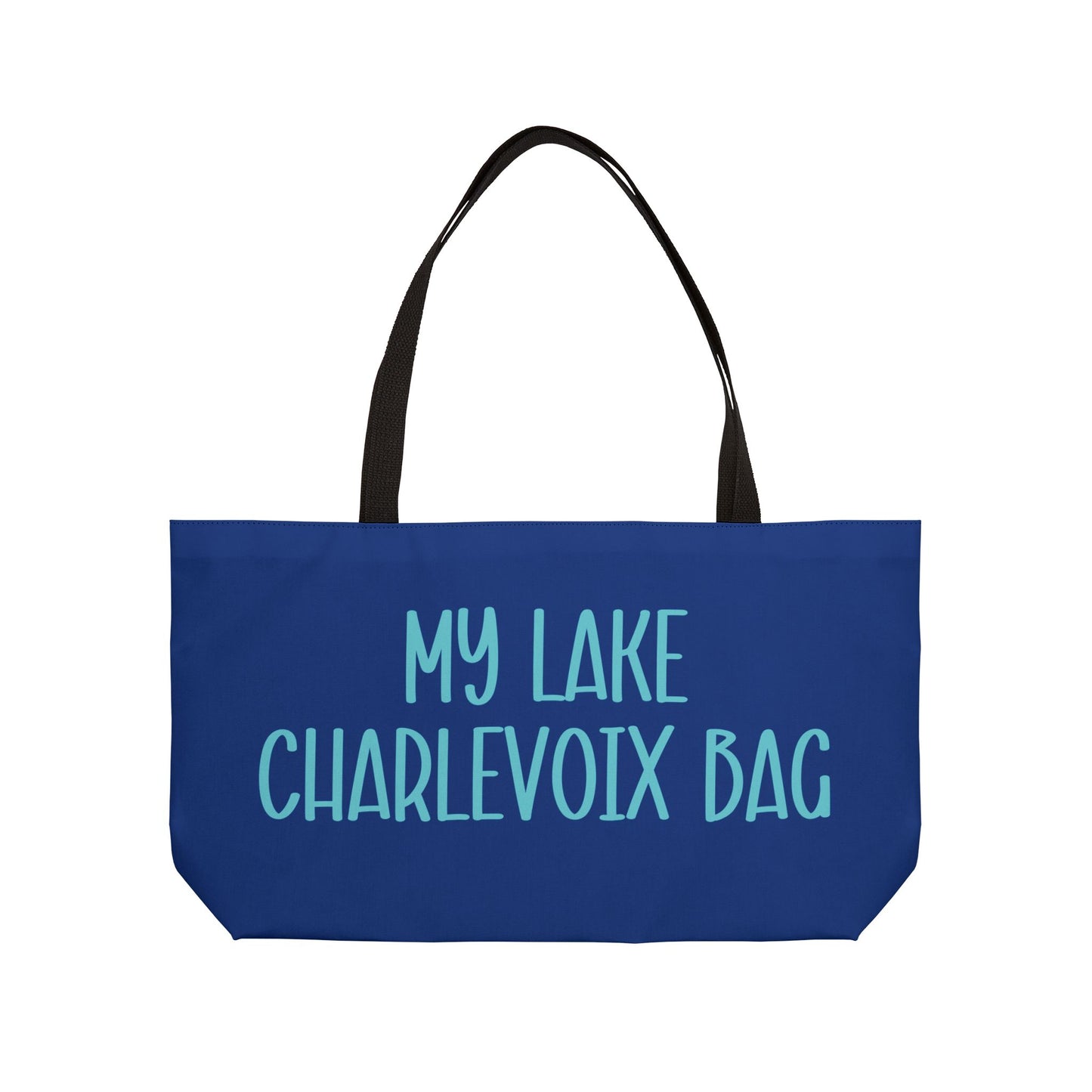My Lake Charlevoix Weekender Tote Bag - Dark Blue Canvas