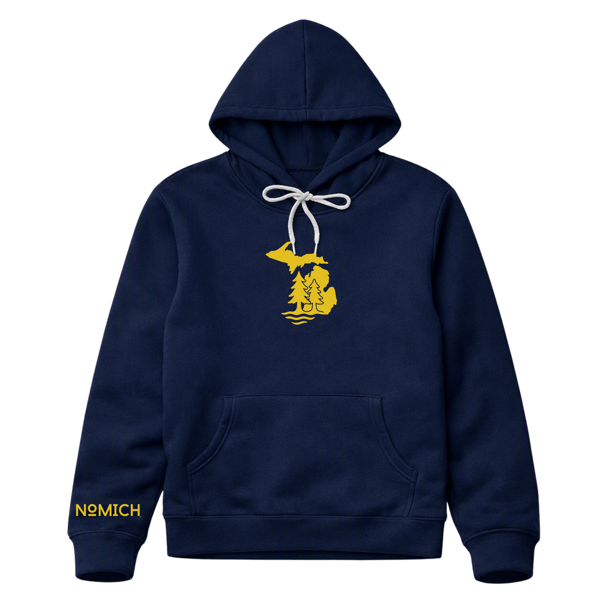NoMich® Game Day — Navy & Gold Hoodie | Where Pines Meet Shorelines™