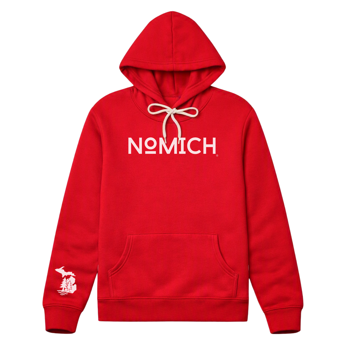 NoMich® Game Day — Red & White Hoodie | NoMich® Front
