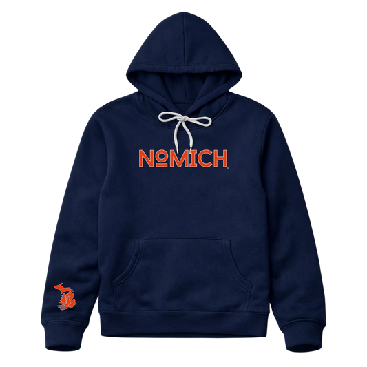 NoMich® Game Day — Navy & Orange Hoodie | NoMich® Front