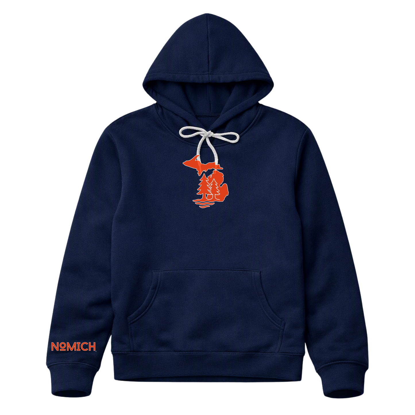NoMich® Game Day — Navy & Orange Hoodie | Where Pines Meet Shorelines™