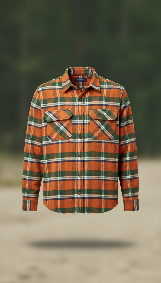 Campfire Orange Flannel Shirt Plaid
