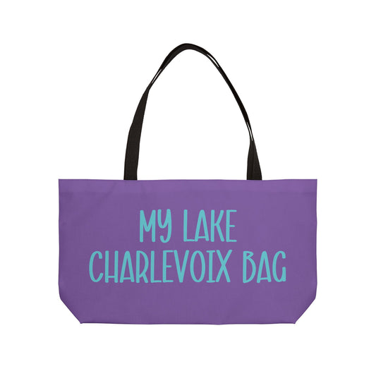 My Lake Charlevoix Weekender Tote Bag - Purple Canvas