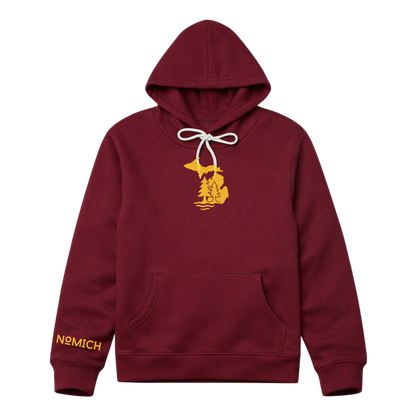 NoMich® Game Day — Maroon & Gold Hoodie | Where Pines Meet Shorelines™