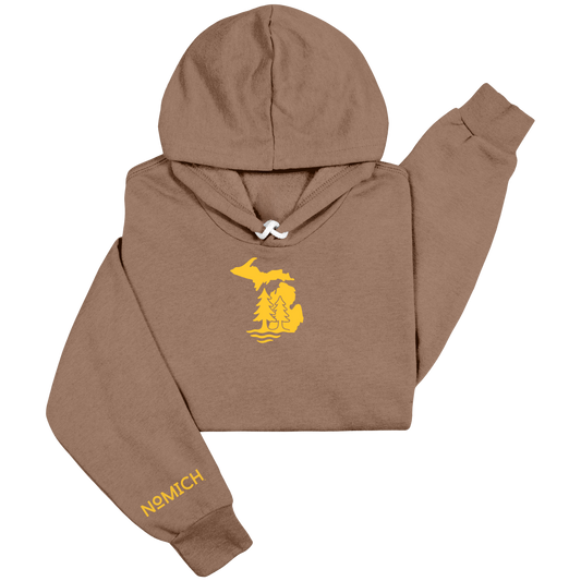 NoMich® Game Day — Brown & Gold Hoodie | Where Pines Meet Shorelines™