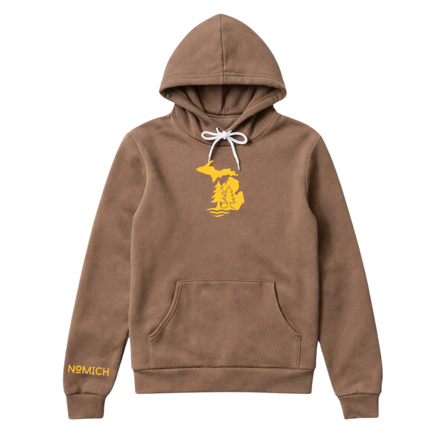 NoMich® Game Day — Brown & Gold Hoodie | Where Pines Meet Shorelines™