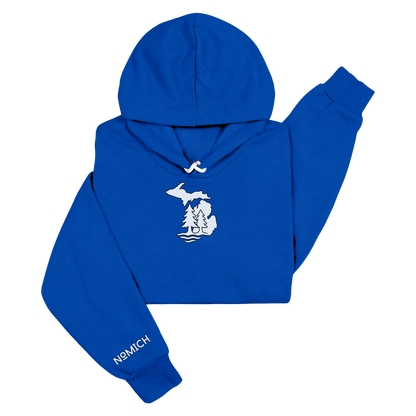 NoMich® Game Day — Royal Blue & White Hoodie | Where Pines Meet Shorelines™