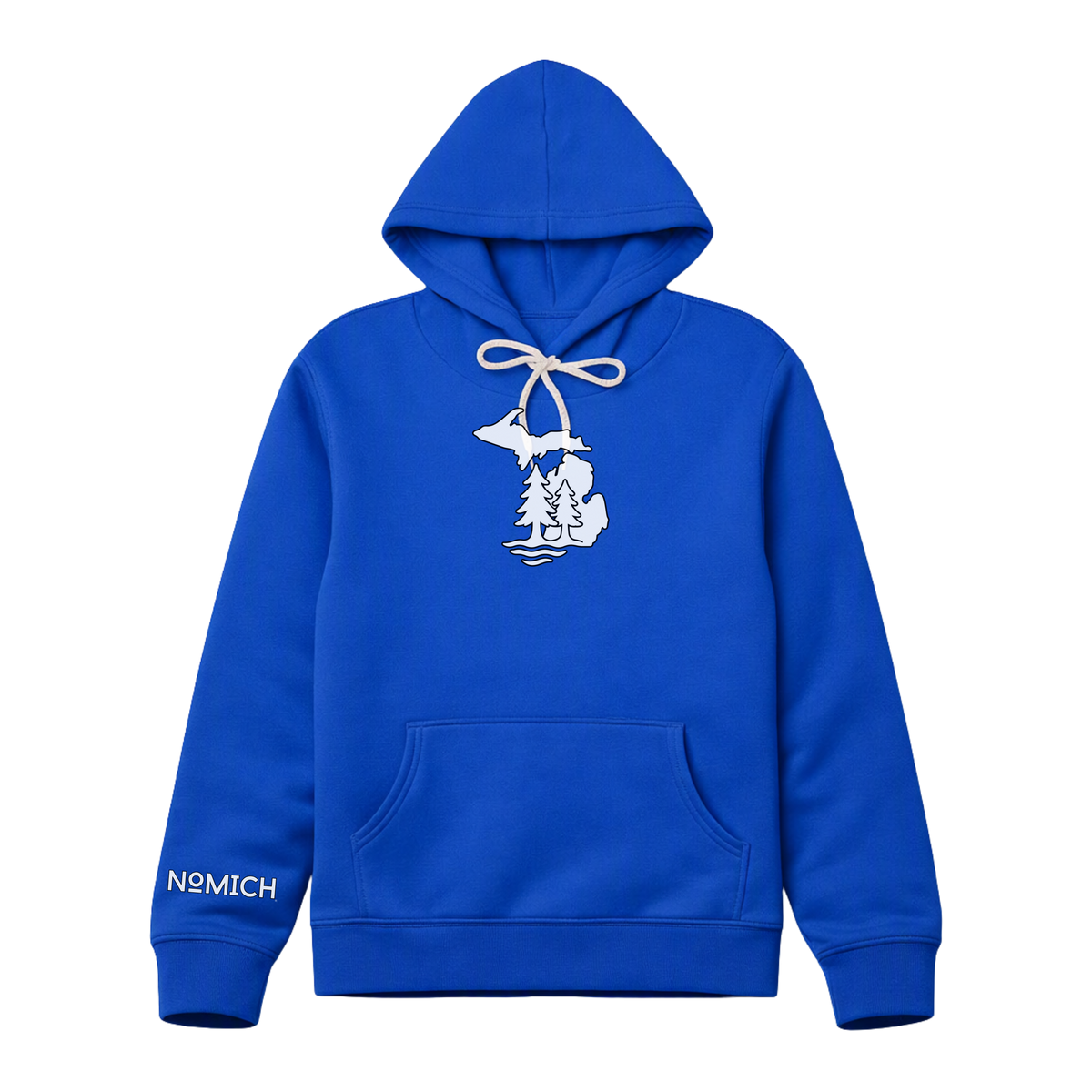 NoMich® Game Day — Royal Blue & White Hoodie | Where Pines Meet Shorelines™