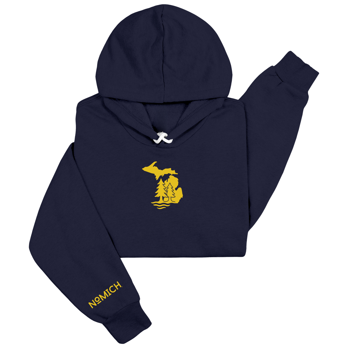 NoMich® Game Day — Navy & Gold Hoodie | Where Pines Meet Shorelines™
