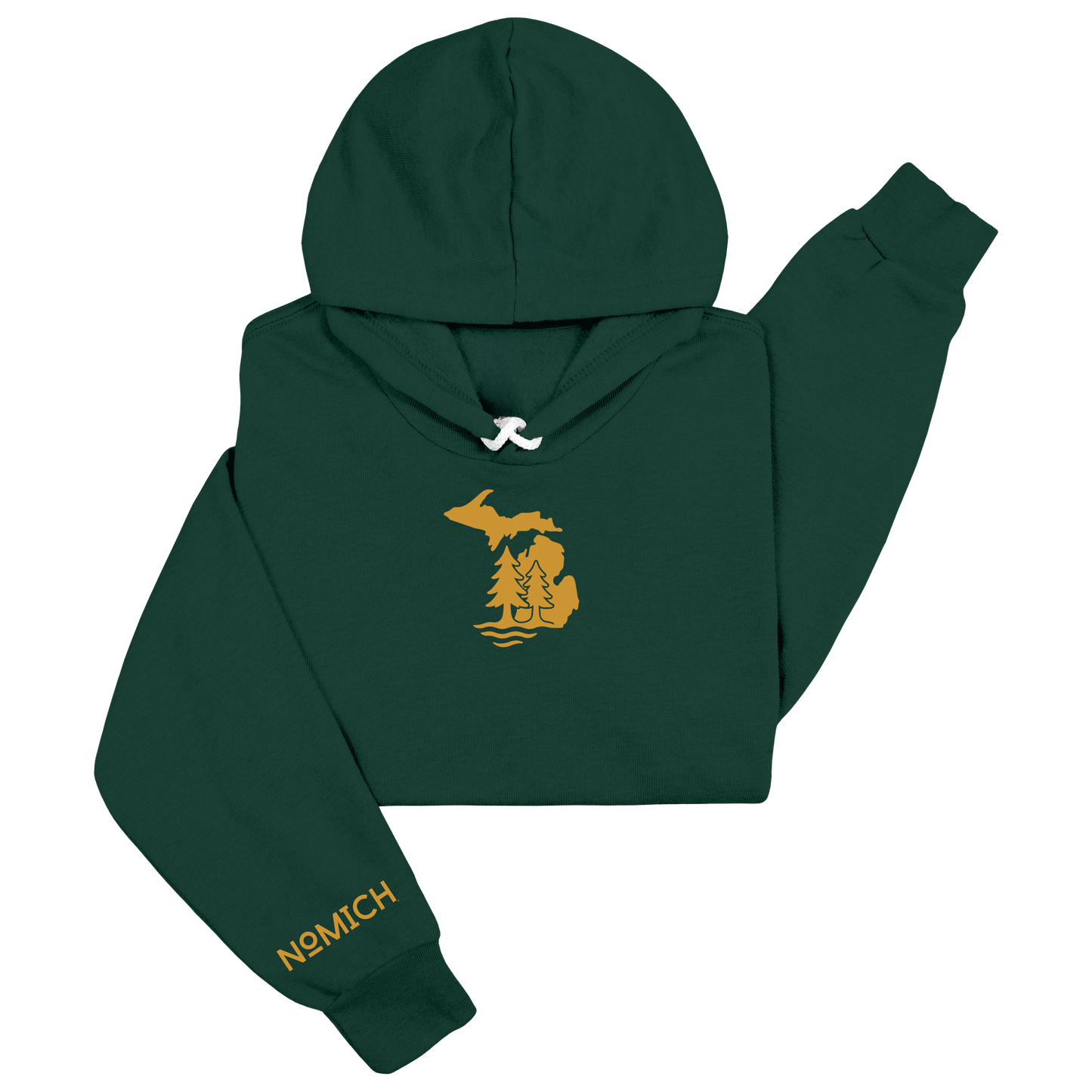 NoMich® Game Day — Green & Gold Hoodie | Where Pines Meet Shorelines™