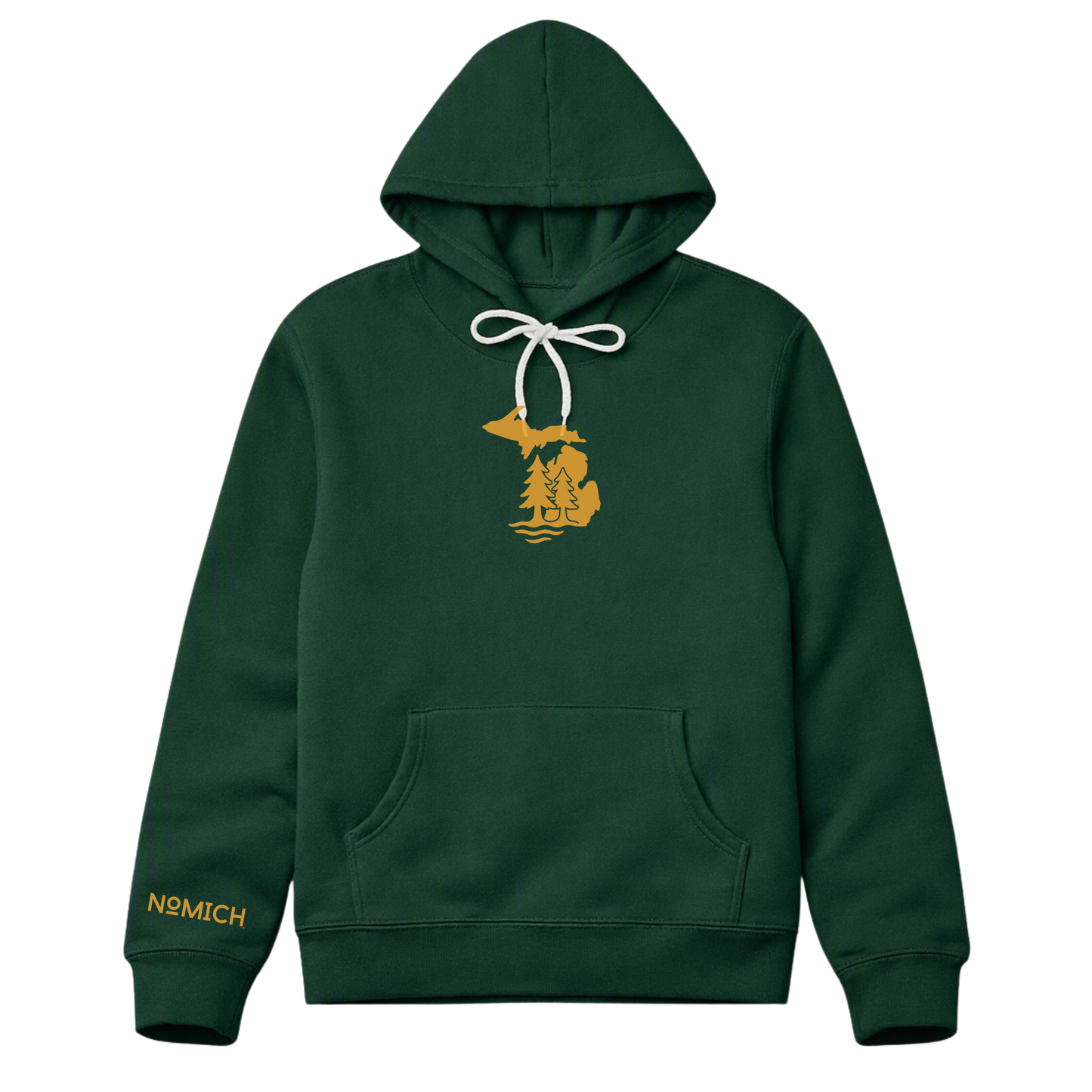 NoMich® Game Day — Green & Gold Hoodie | Where Pines Meet Shorelines™
