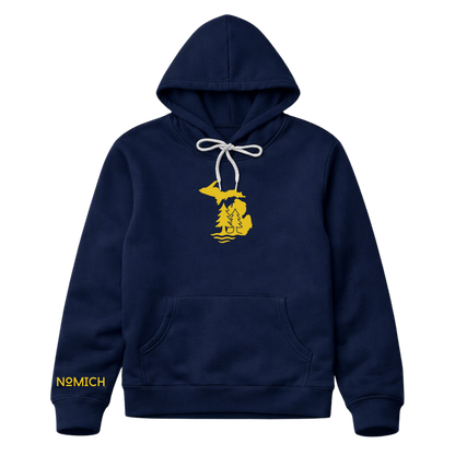 NoMich® Game Day — Navy & Gold Hoodie | Where Pines Meet Shorelines™