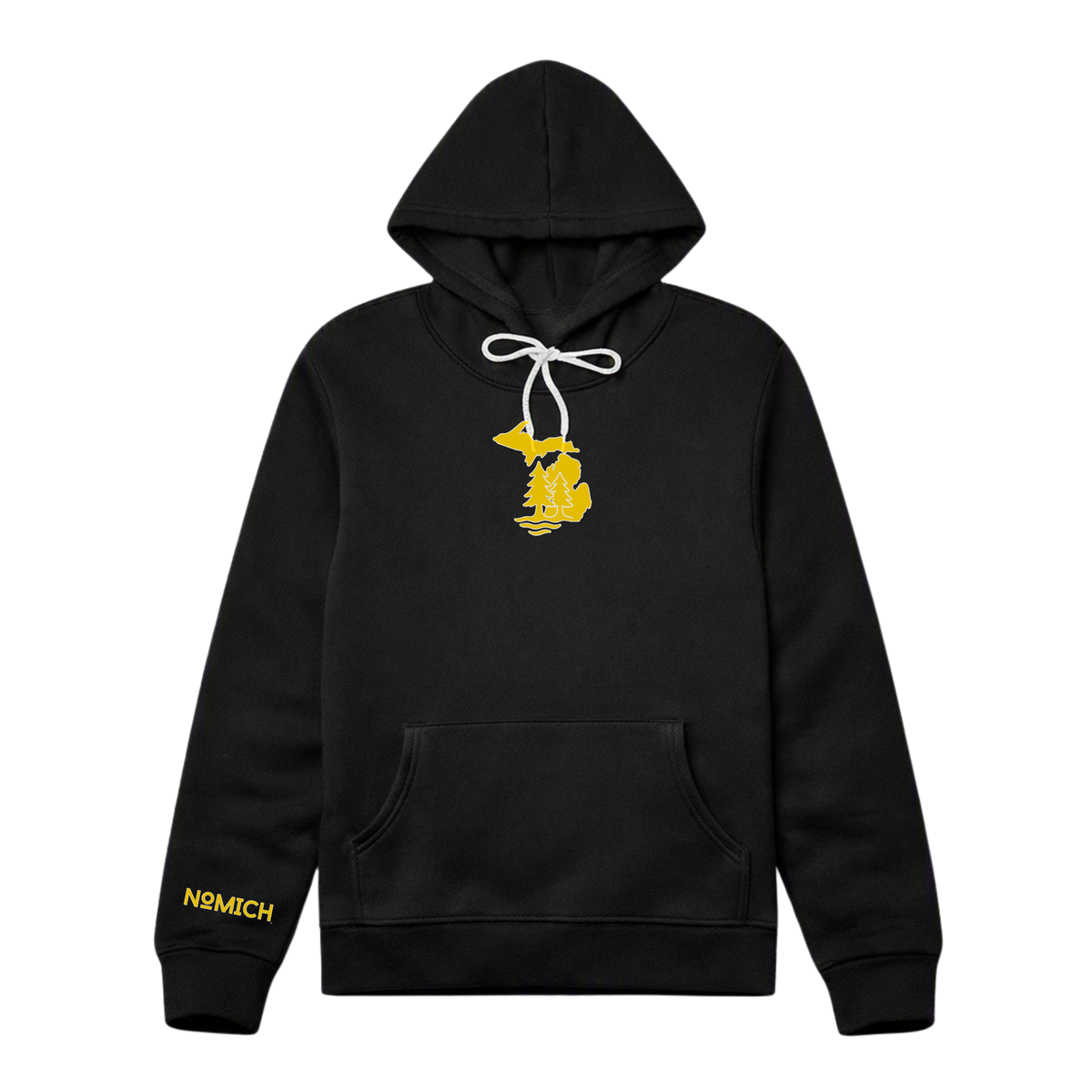 NoMich® Game Day — Black & Gold Hoodie | Where Pines Meet Shorelines™