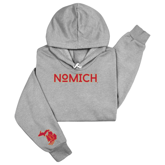 NoMich® Game Day — Crimson & Gold on Athletic Gray Hoodie | NoMich® Front