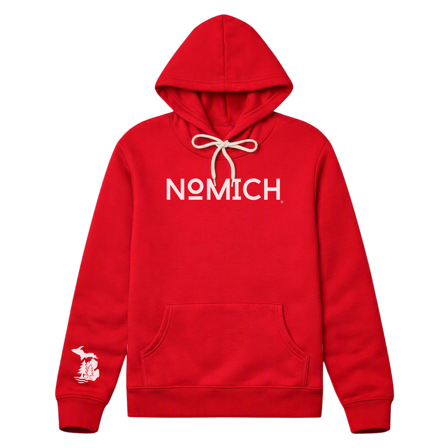 NoMich® Game Day — Red & White Hoodie | NoMich® Front