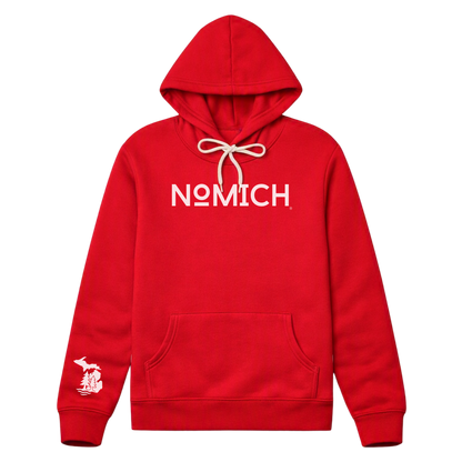 NoMich® Game Day — Red & White Hoodie | NoMich® Front