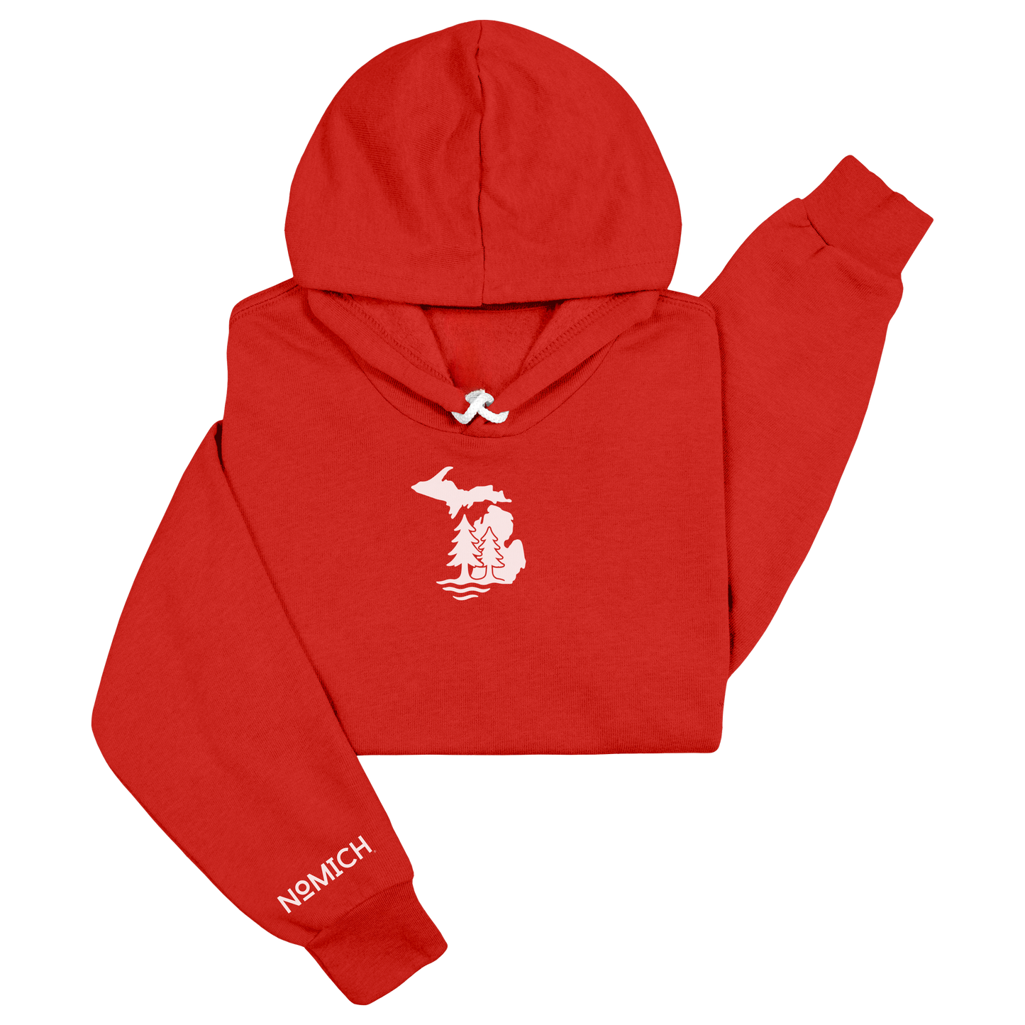 NoMich® Game Day — Red & White Hoodie | Where Pines Meet Shorelines™