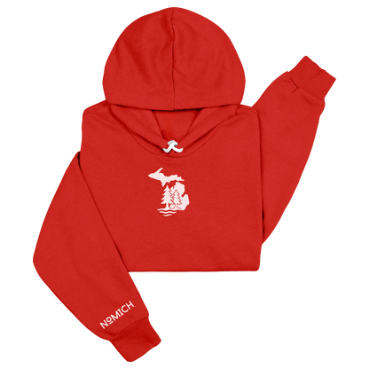 NoMich® Game Day — Red & White Hoodie | Where Pines Meet Shorelines™