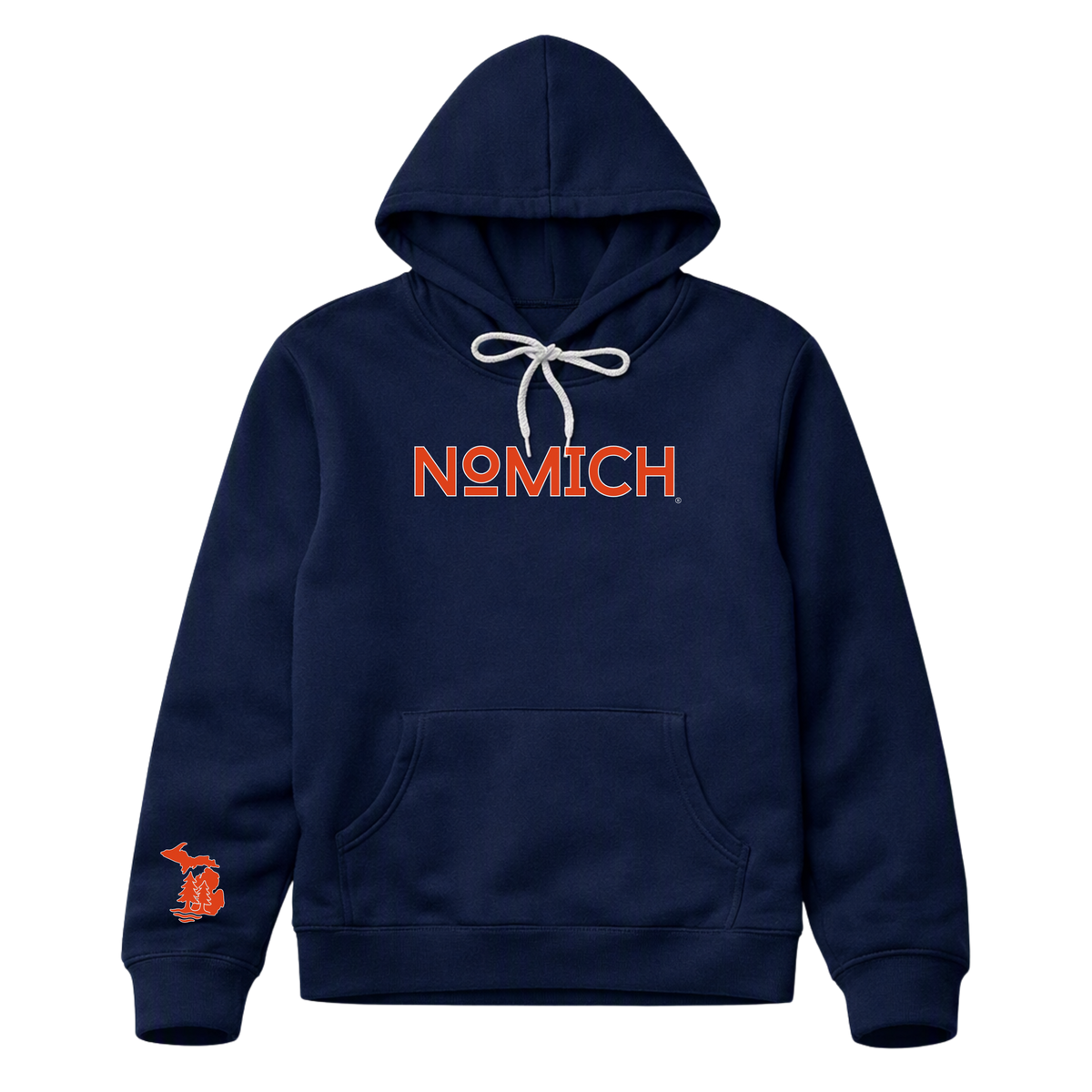 NoMich® Game Day — Navy & Orange Hoodie | NoMich® Front