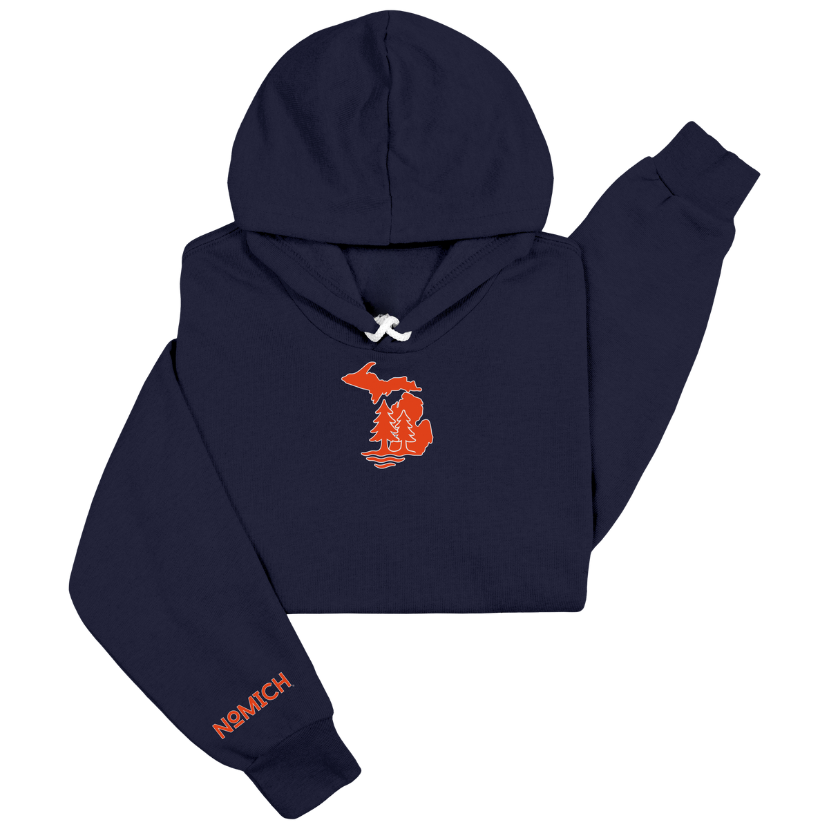 NoMich® Game Day — Navy & Orange Hoodie | Where Pines Meet Shorelines™