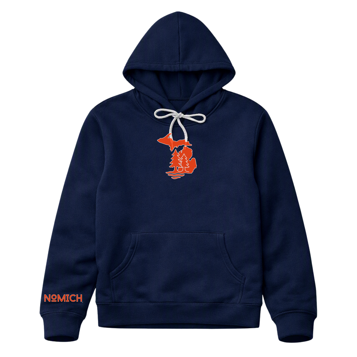 NoMich® Game Day — Navy & Orange Hoodie | Where Pines Meet Shorelines™