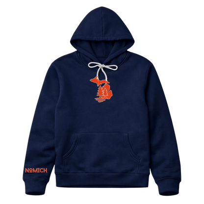 NoMich® Game Day — Navy & Orange Hoodie | Where Pines Meet Shorelines™