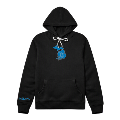 NoMich® Game Day — Black & Blue Hoodie | Where Pines Meet Shorelines™