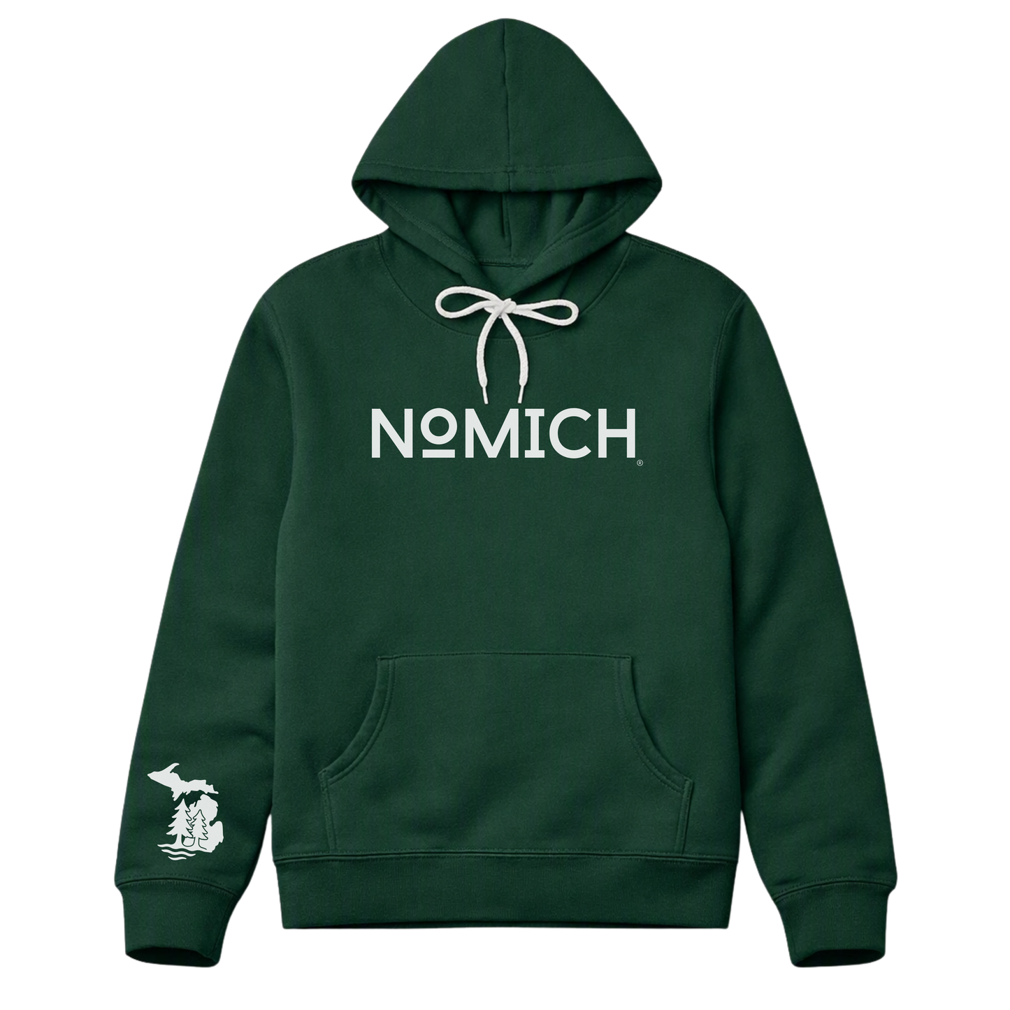 NoMich® Game Day — Forest Green & White Hoodie | NoMich® Front