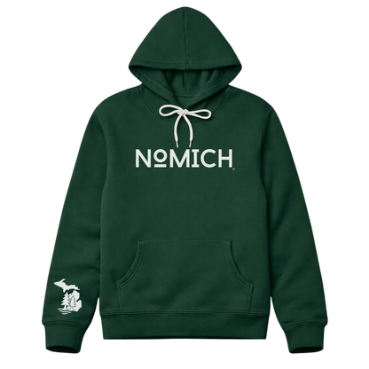 NoMich® Game Day — Forest Green & White Hoodie | NoMich® Front