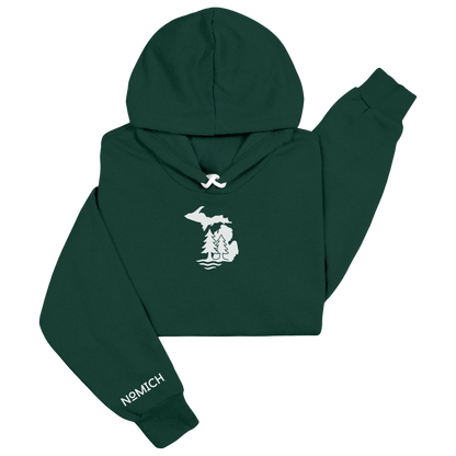 NoMich® Game Day — Forest Green & White Hoodie | Where Pines Meet Shorelines™
