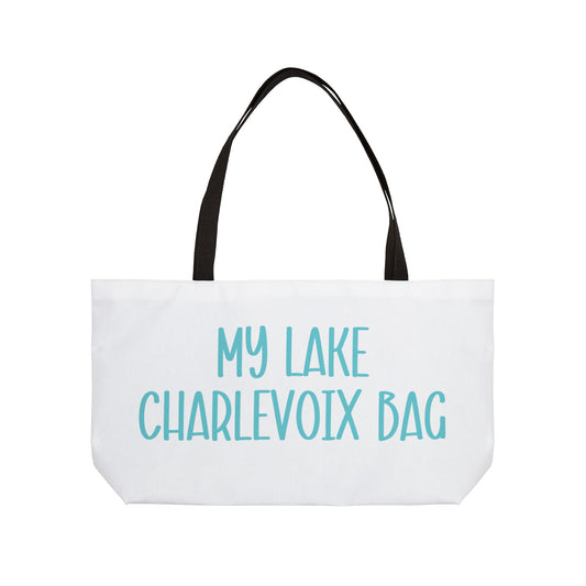 My Lake Charlevoix Weekender Tote Bag - White Canvas